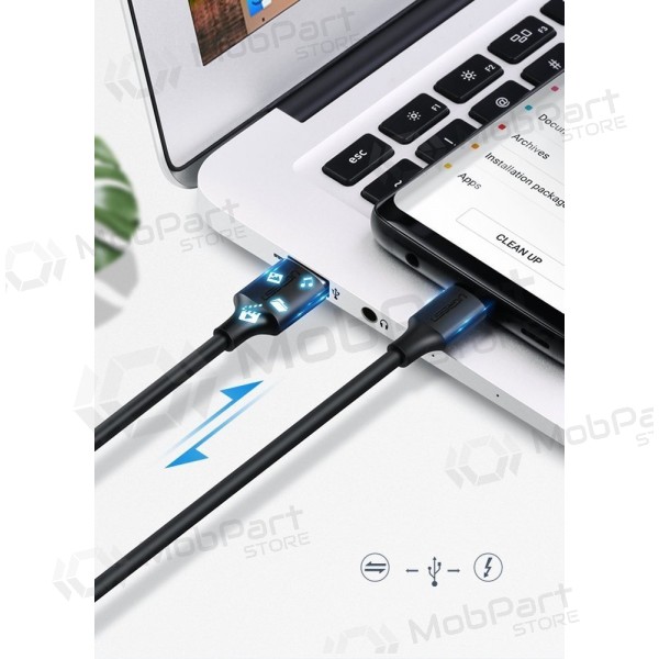 USB cable Ugreen US287 USB to USB-C 3A 1.0m negro