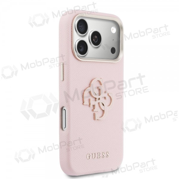 Funda para Apple iPhone 17 Pro Max -Guess PU Grained 4G Resin Metal Logo- (rosa)