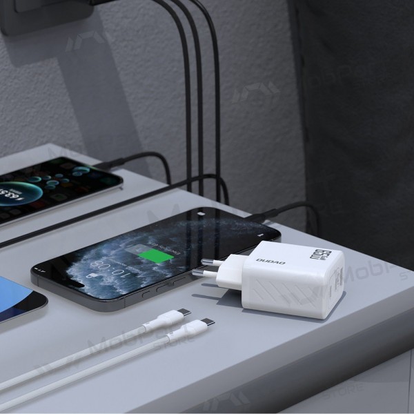 Cargador de teléfono Dudao A28PC 45 W GaN 2x USB-C con cable USB-C de 1 m negro