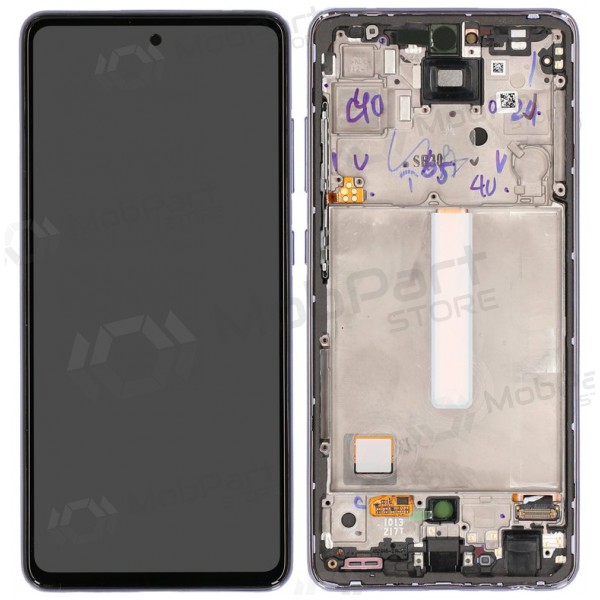 Ekranas Samsung A525/A526 A52 4G/5G 2021 su lietimui jautriu stikliuku y rėmeliu Awesome Violet OLED (real size)
