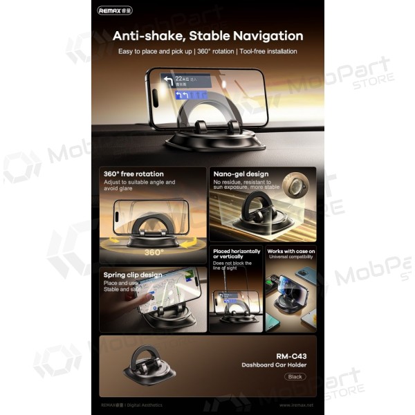 Soporte para teléfono de coche Remax RM-C43 (dashboard) negro