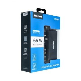 Cargador REBEL for Notebook / Laptop 65W / 18-20V (negro)