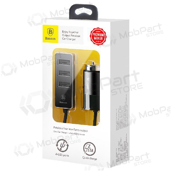 Cargador de coche Baseus CCTON-01 (4xUSB 5.5A) (negro)