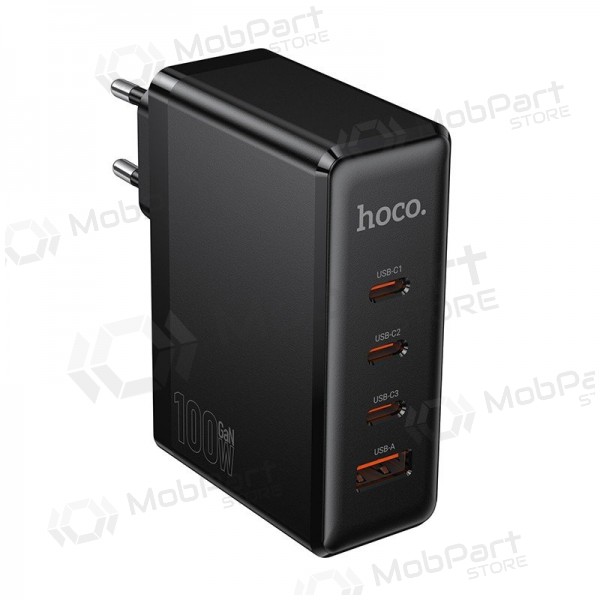Cargador de teléfono Hoco N85 100 W 3x USB-C + USB-A negro