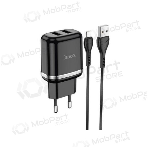 Cargador HOCO N4 Aspiring Dual USB + type-C cable (5V 2.4A) (negro)