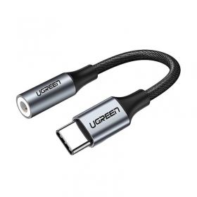 Adaptador de audio Ugreen AV161 USB-C a 3.5 mm gris