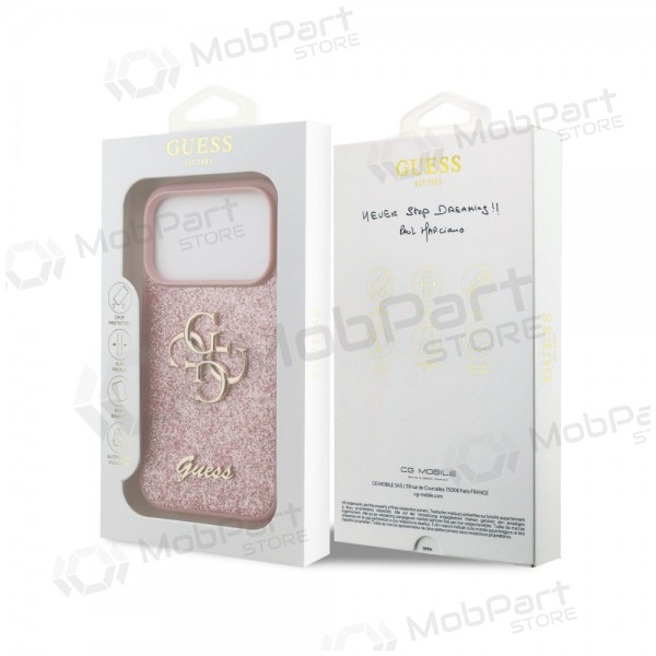 Funda para Apple iPhone 18 Pro - Guess PU Fixed Glitter 4G Metal Logo (rosa)