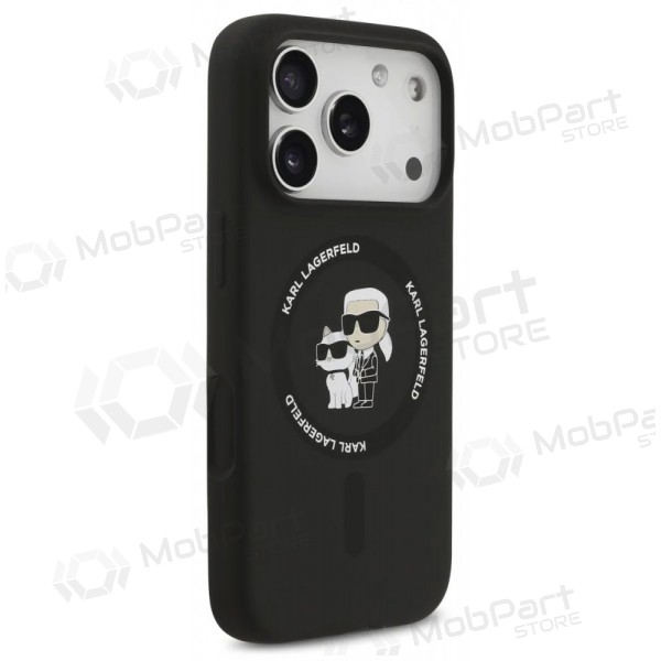 Funda para Apple iPhone 17 Pro - Karl Lagerfeld Liquid Silicone Karl and Choupette MagSafe (negra)