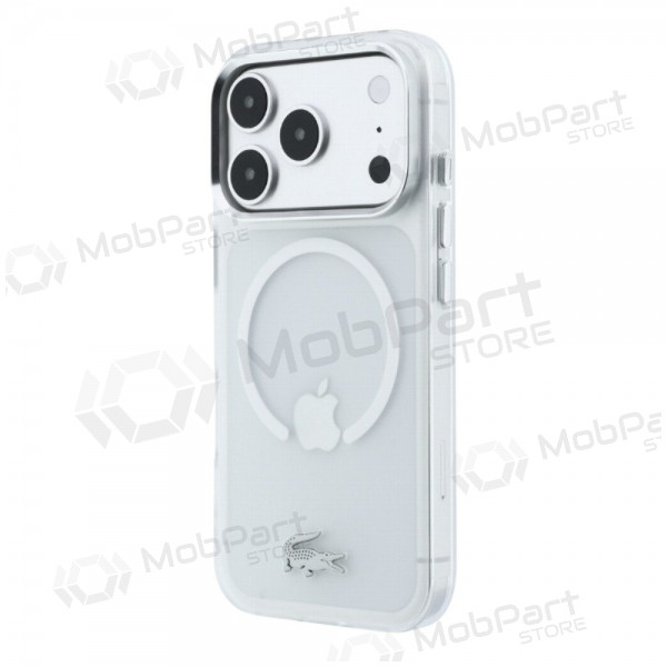 Funda para Apple iPhone 18 Pro Max - Lacoste IML Frosted Petit Pique Metal Logo MagSafe (transparente)