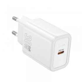Cargador de teléfono Hoco N62 30 W GaN USB-C blanco