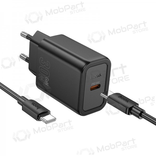 Cargador de teléfono Hoco N62 GaN USB-C con cable USB-C de 1 m negro