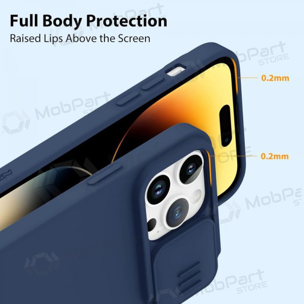 Apple iPhone 15 funda „Nillkin Silicone“ (azul oscuro)