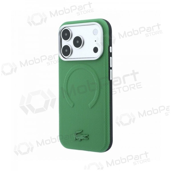 Funda para Apple iPhone 18 Pro - Lacoste PVC Petit Pique Semi Wrap Embossed MagSafe (verde)