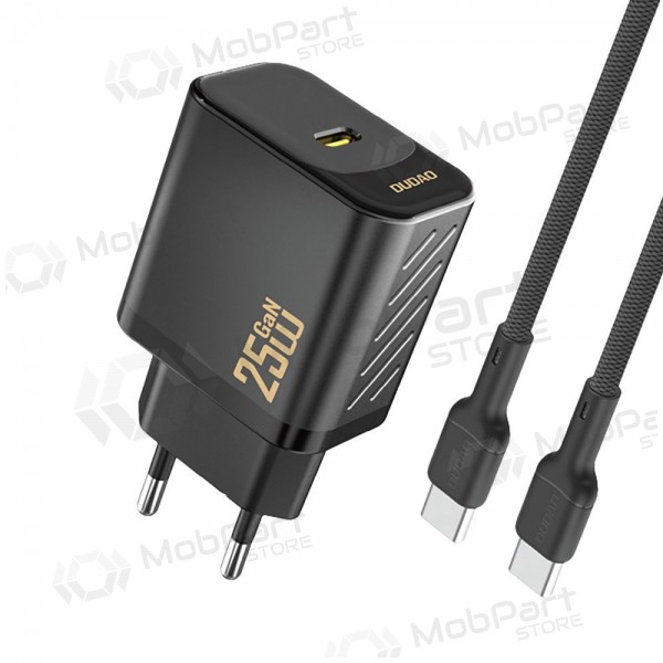 Cargador Dudao A27C GaN 25W USB-C + cable USB-C a USB-C 1.0m negro
