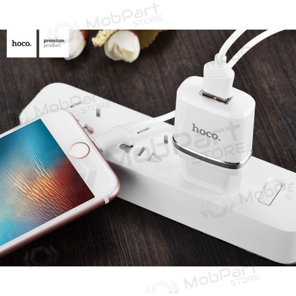 Cargador HOCO C11 Smart USB + lightning (5V 1A) (blanco)