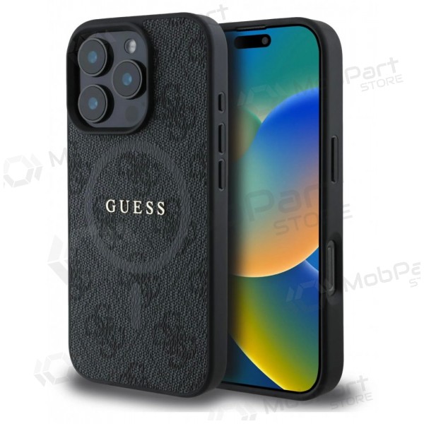 Funda para Apple iPhone 16 Pro Max - Guess PU Leather 4G Colored Ring MagSafe (negra)