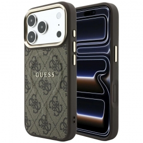 Funda para Apple iPhone 18 Pro Max - Guess PU Leather 4G Gold Frame Embossed MagSafe