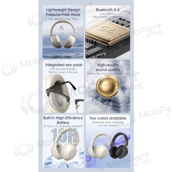 Auriculares inalámbricos con micrófono Dudao X22Max Bluetooth USB-C blancos