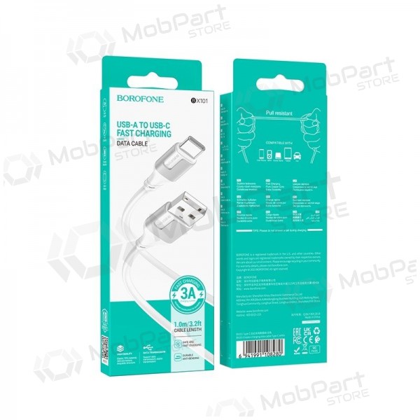 Cable USB-C Borofone BX101 USB-A a USB-C 1 m blanco