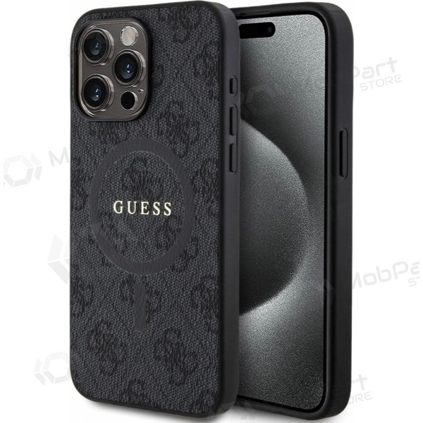 Funda para Apple iPhone 15 Pro Max - Guess PU Leather 4G Colored Ring MagSafe (negro)