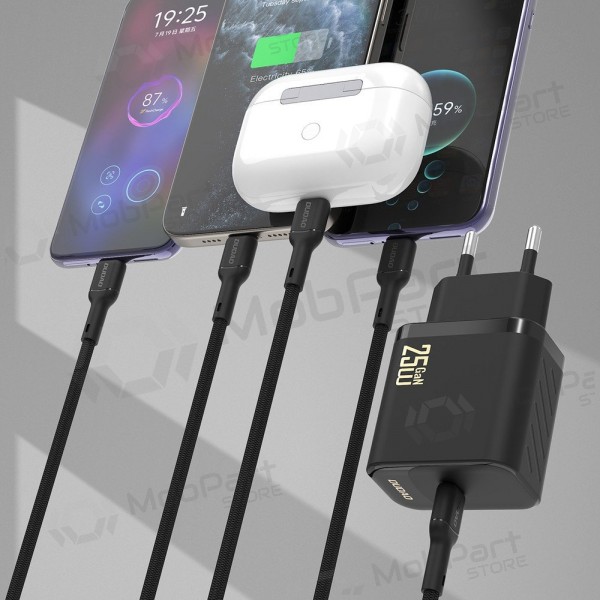 Cargador Dudao A27C GaN 25W USB-C + cable USB-C a USB-C 1.0m negro