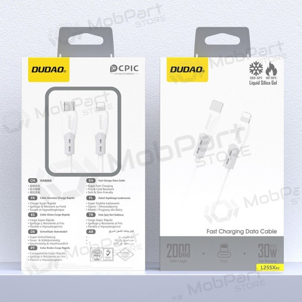 Cable Lightning Dudao L25SX USB-C a Lightning 2 m 30 W blanco