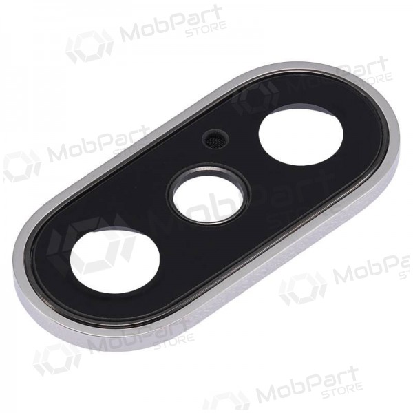 Apple iPhone XS / XS Max Cristal camara (plata) (con un marco) Apple iPhone XS / XS Max Cristal camara (plata) (con un marco)