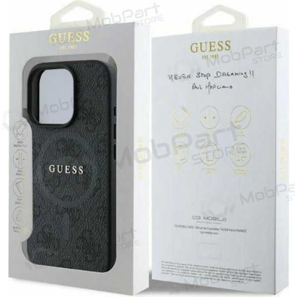 Funda para Apple iPhone 16 Pro Max - Guess PU Leather 4G Colored Ring MagSafe (negra)