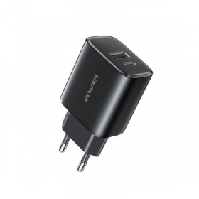 Cargador de teléfono Awei PD85-EU 22.5 W USB-C + USB-A negro