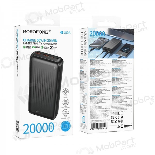 Batería externa Power Bank Borofone BJ80A 22.5W 20000mAh negro