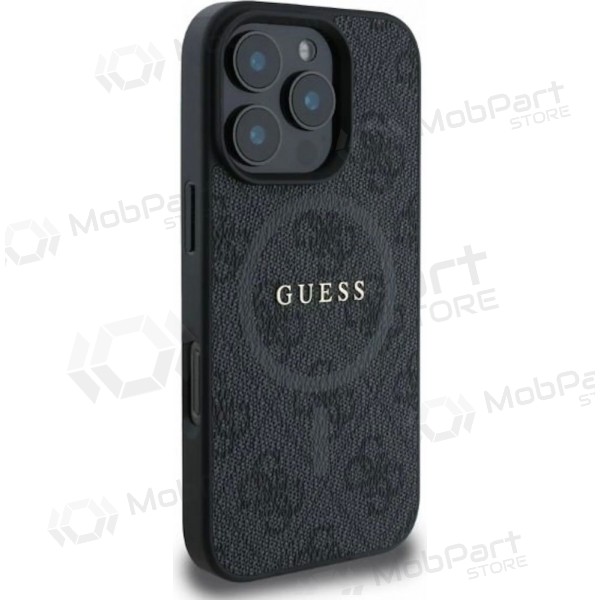 Funda para Apple iPhone 16 Pro - Guess PU Leather 4G Colored Ring MagSafe (negra)