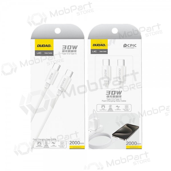 Cable USB-C Dudao L4C USB-C a USB-C 2 m 30 W blanco