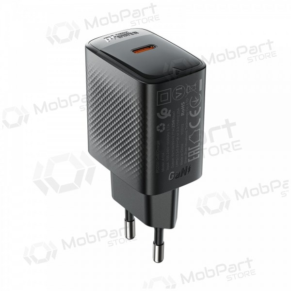 Cargador de teléfono Acefast A104 25 W GaN USB-C negro