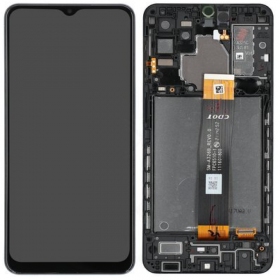 Ekranas Samsung A326 A32 5G 2021 su lietimui jautriu stikliuku y rėmeliu Black original
