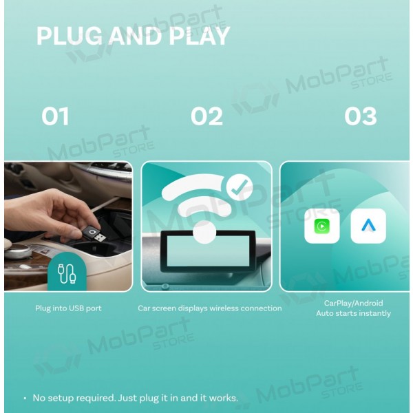 Adaptador inalámbrico CarPlay / Android Auto Ottocast Mini Aura CA530-T negro