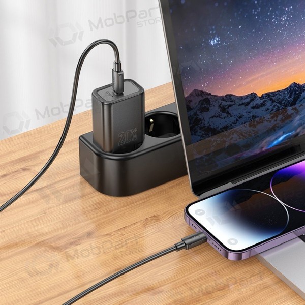 Cargador Hoco N60 20W GaN USB-C + USB-C to Lightning cable 1.0m blanco