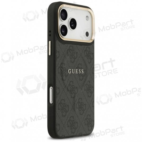 Funda para Apple iPhone 17 Pro - Guess PU Leather 4G Gold Frame MagSafe (negra)