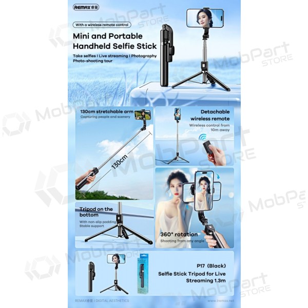 Palo para selfies Remax P17 1.3m negro