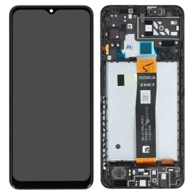 Ekranas Samsung A047 A04S 2022 su lietimui jautriu stikliuku Black y rėmeliu original