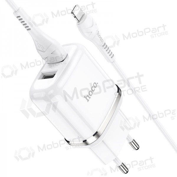 Cargador Hoco N4 X 2 USB  jungtimis + Lightning (2.4A) (blanco)