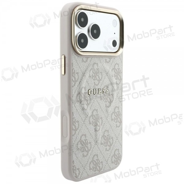 Funda para Apple iPhone 18 Pro Max - Guess PU Leather 4G Gold Frame Embossed MagSafe (rosa)