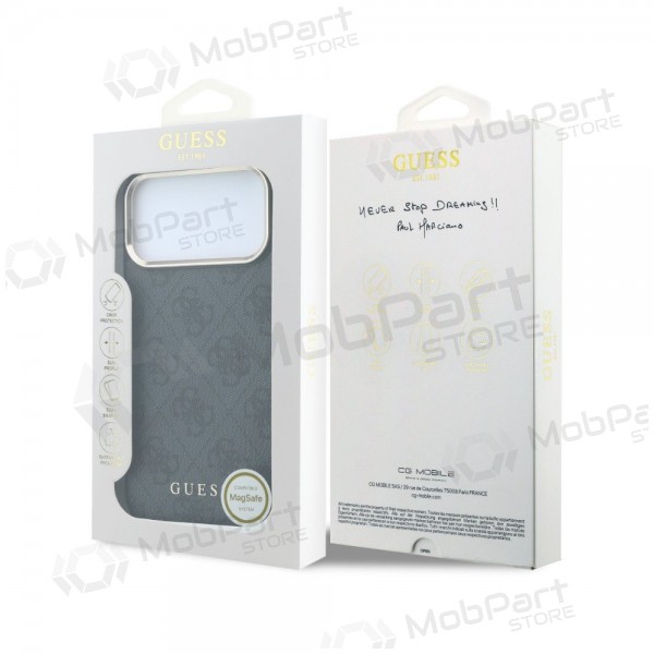 Funda para Apple iPhone 18 Pro - Guess PU Leather 4G Gold Frame MagSafe (negra)
