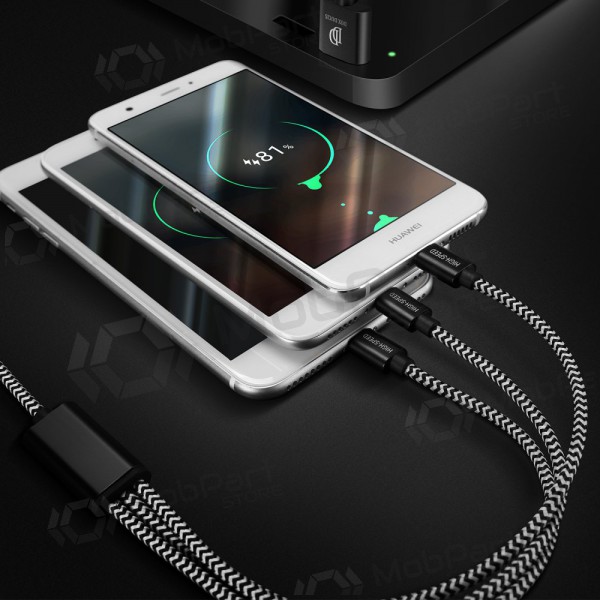 Cable USB Dux Ducis K-ONE 3 en 1 microUSB-Lightning-Type-C FastCharging 1,2 m
