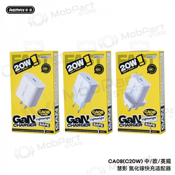 Cargador de teléfono Remax CA08 20 W USB-C blanco