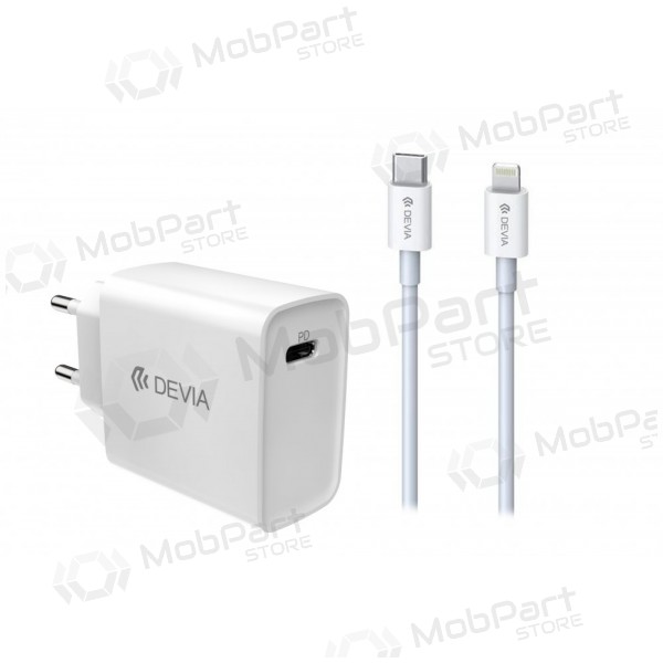 Cargador Devia Smart PD Quick Charge + MFI Type-C-Lightning (blanco)