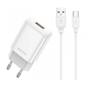 Cargador buitinis Jellico EU01 2.4A USB + Type-C blanco