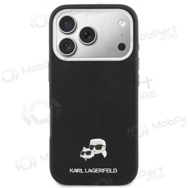 Funda para Apple iPhone 17 Pro - Karl Lagerfeld PU Karl and Choupette Heads Pins MagSafe (negra)