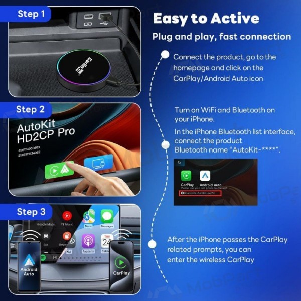 Adaptador CarPlay Carlinkit HD2CP Pro inalámbrico Android Auto negro