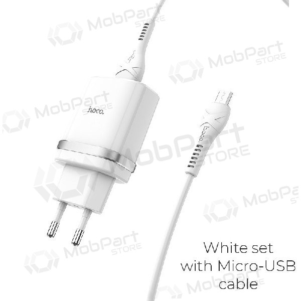 Cargador HOCO C12Q Smart USB + microUSB cable (QC3.0) (blanco)