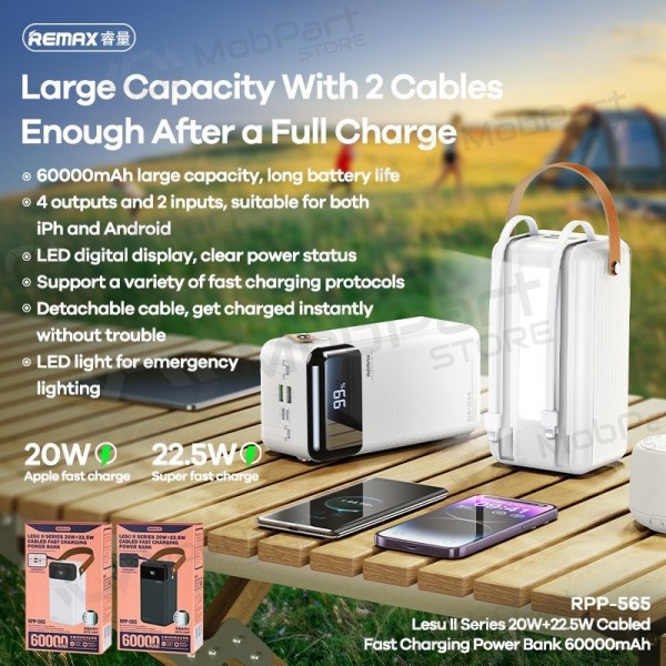 Batería externa Power Bank Remax RPP-565 22.5W 60000mAh gris